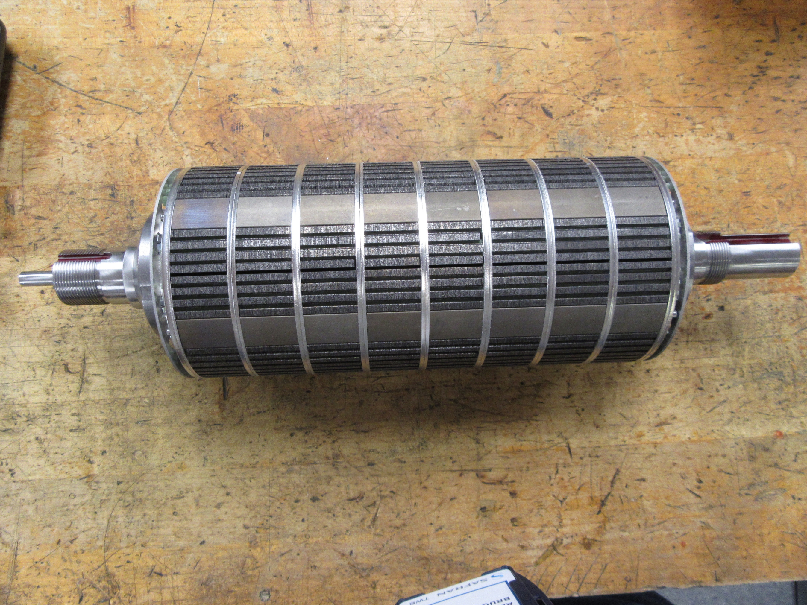 Picture of fully assembled rotor that has passed 12500-rpm spin test under 85 C. 